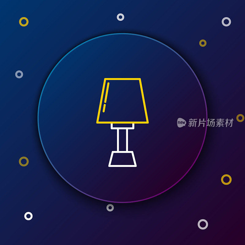White and yellow line Table lamp icon isolated on dark blue background. Colorful outline concept. Vector Illustration